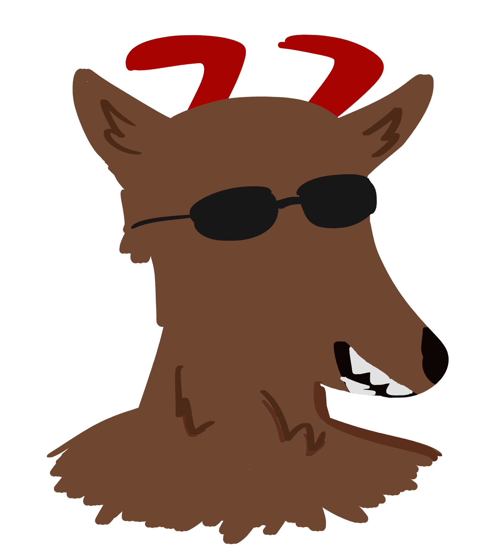 A werewolf with demon horns wearing sunglasses